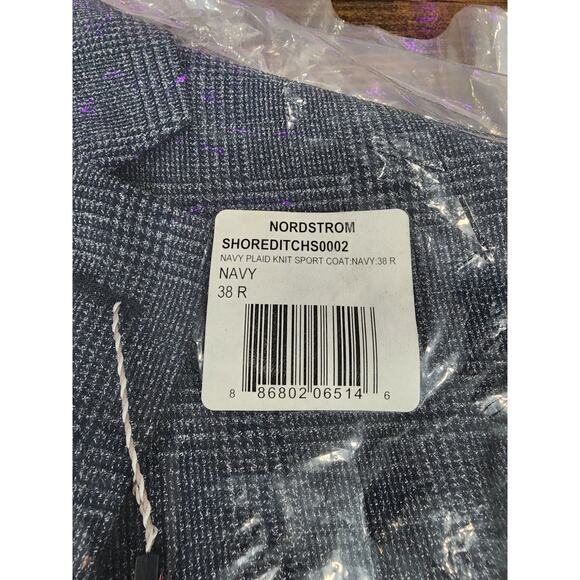 Savile Row Sport Coat Blazer Men's Size 38R Navy Shoreditch Plaid Knit 50002 - Picture 4 of 11